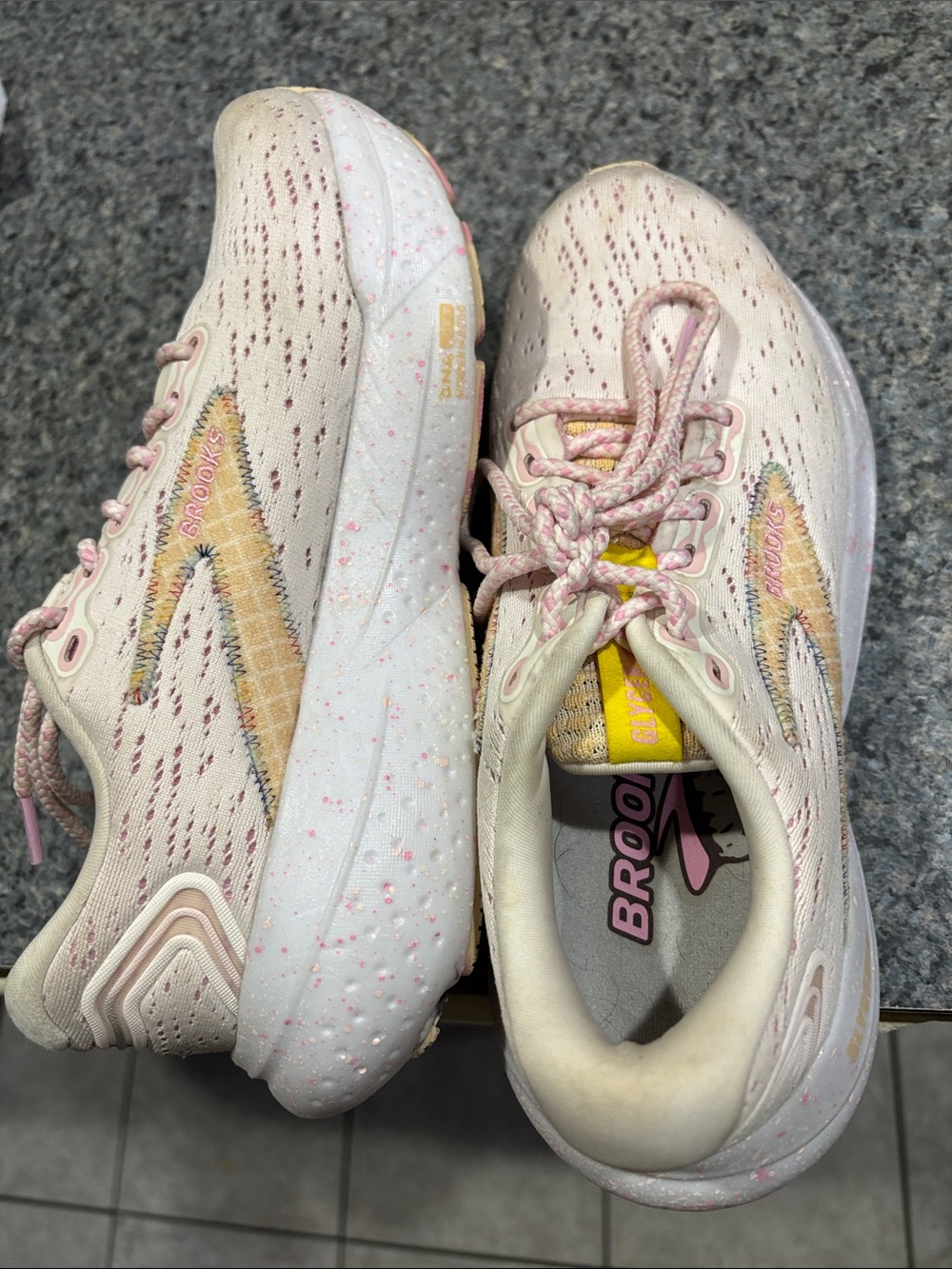 Brooks Cream and Pink Speckled Women's Running Sneakers